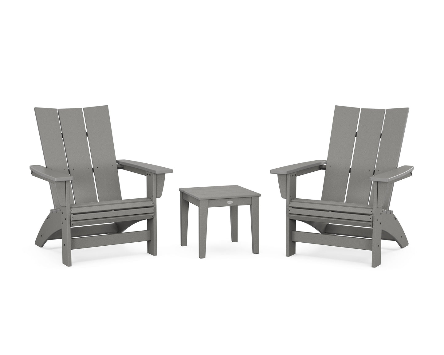 POLYWOOD 3-Piece Modern Grand Adirondack Set — Slate Grey