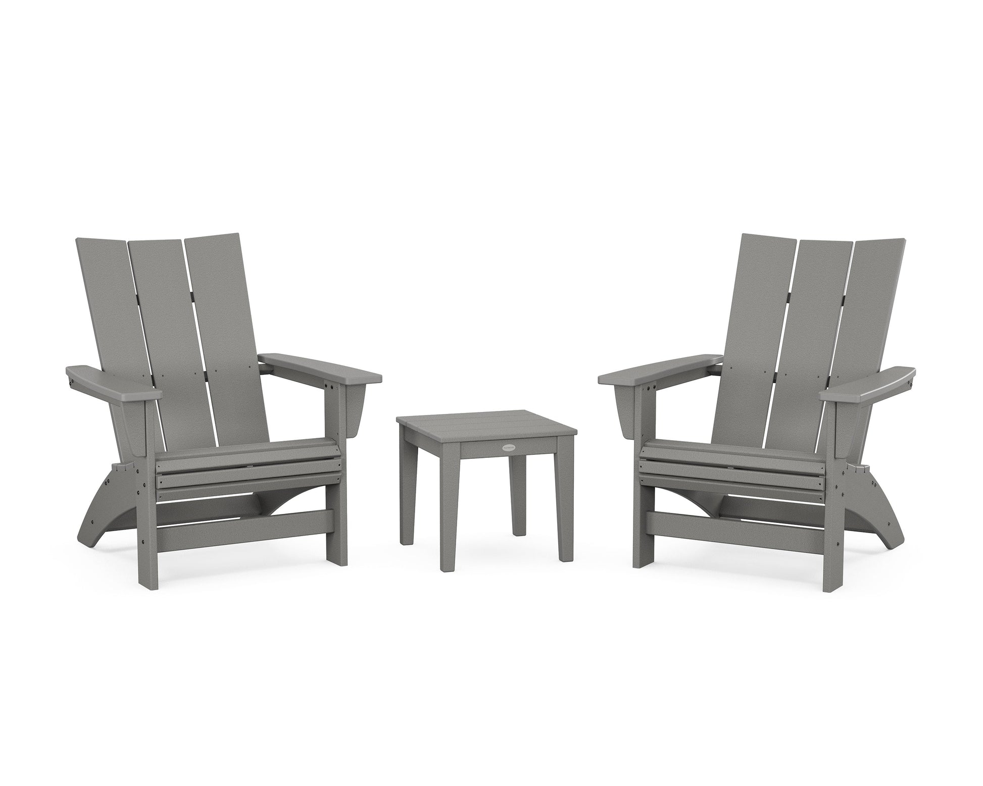 POLYWOOD 3-Piece Modern Grand Adirondack Set — Slate Grey
