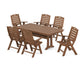 POLYWOOD Nautical Highback 7-Piece Farmhouse Dining Set with Trestle Legs — Teak