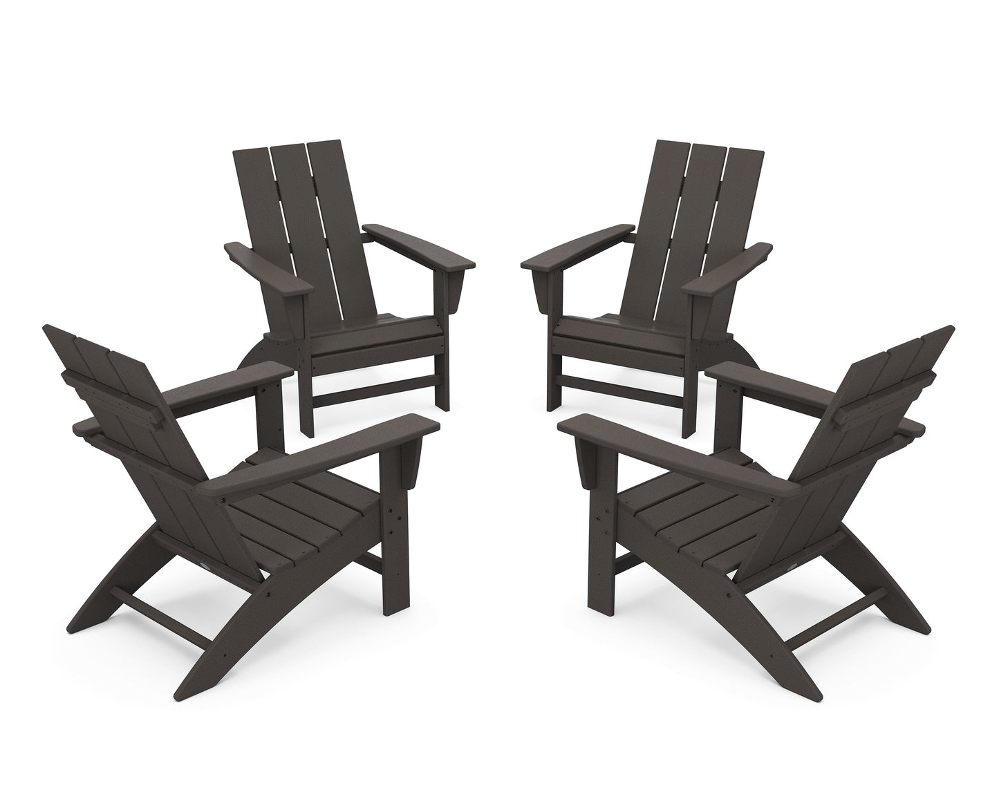 POLYWOOD 4-Piece Modern Adirondack Chair Conversation Set — Vintage Coffee