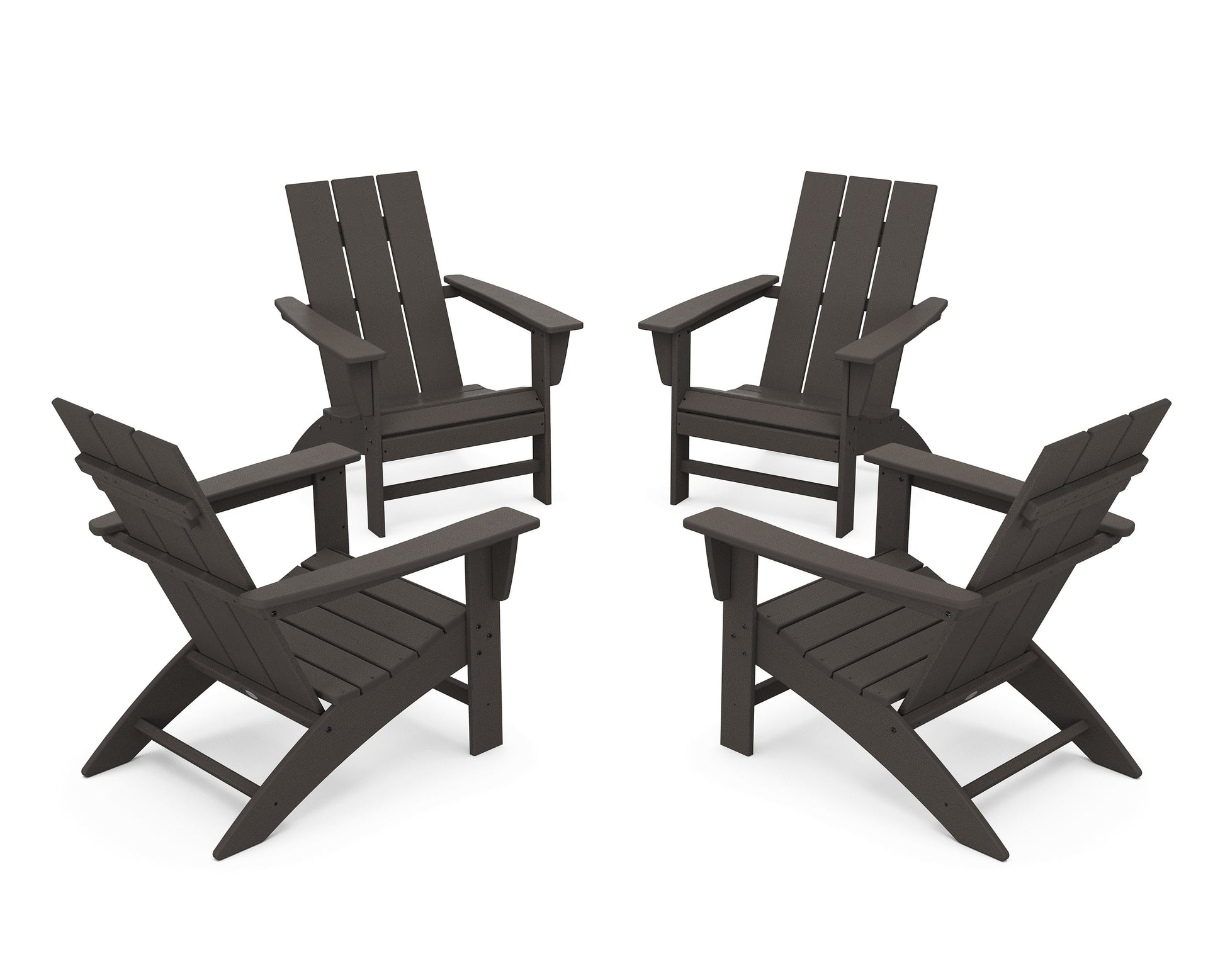 POLYWOOD 4-Piece Modern Adirondack Chair Conversation Set — Vintage Coffee