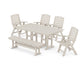 POLYWOOD Nautical Highback 6-Piece Farmhouse Dining Set with Bench — Sand