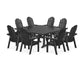 POLYWOOD Vineyard Curveback Adirondack 9-Piece Square Farmhouse Dining Set with Trestle Legs — Black