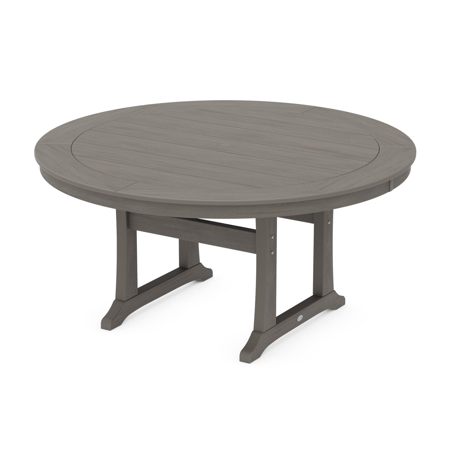 POLYWOOD Nautical Trestle 60" Round Dining Table — Driftwood