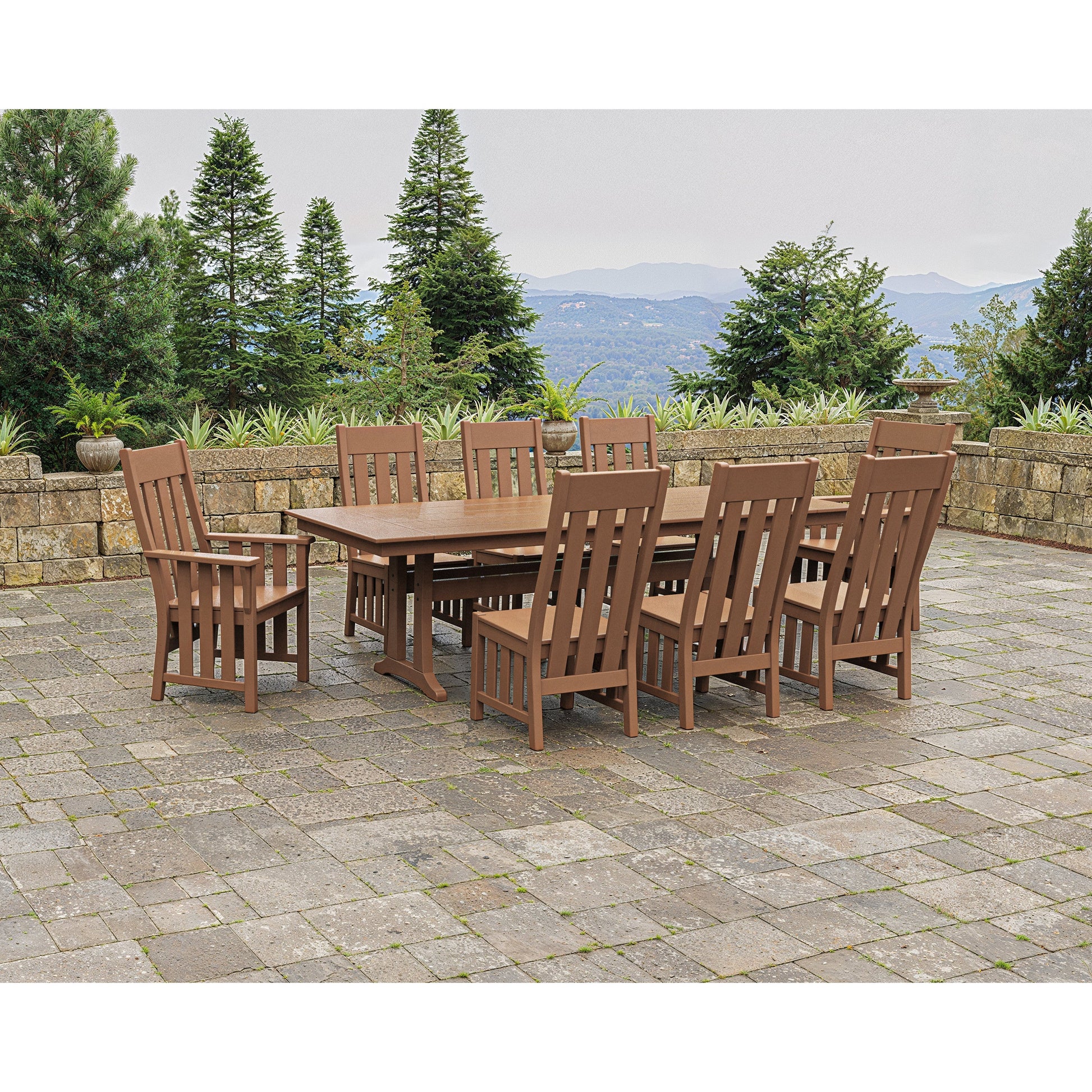 POLYWOOD Acadia 9-Piece Farmhouse Dining Set with Trestle Legs