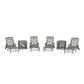 POLYWOOD Chinoiserie 6-Piece Chaise Set with Umbrella Stand Accent Table — Slate Grey
