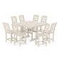 POLYWOOD Chinoiserie 9-Piece Square Farmhouse Side Chair Counter Set with Trestle Legs — Sand
