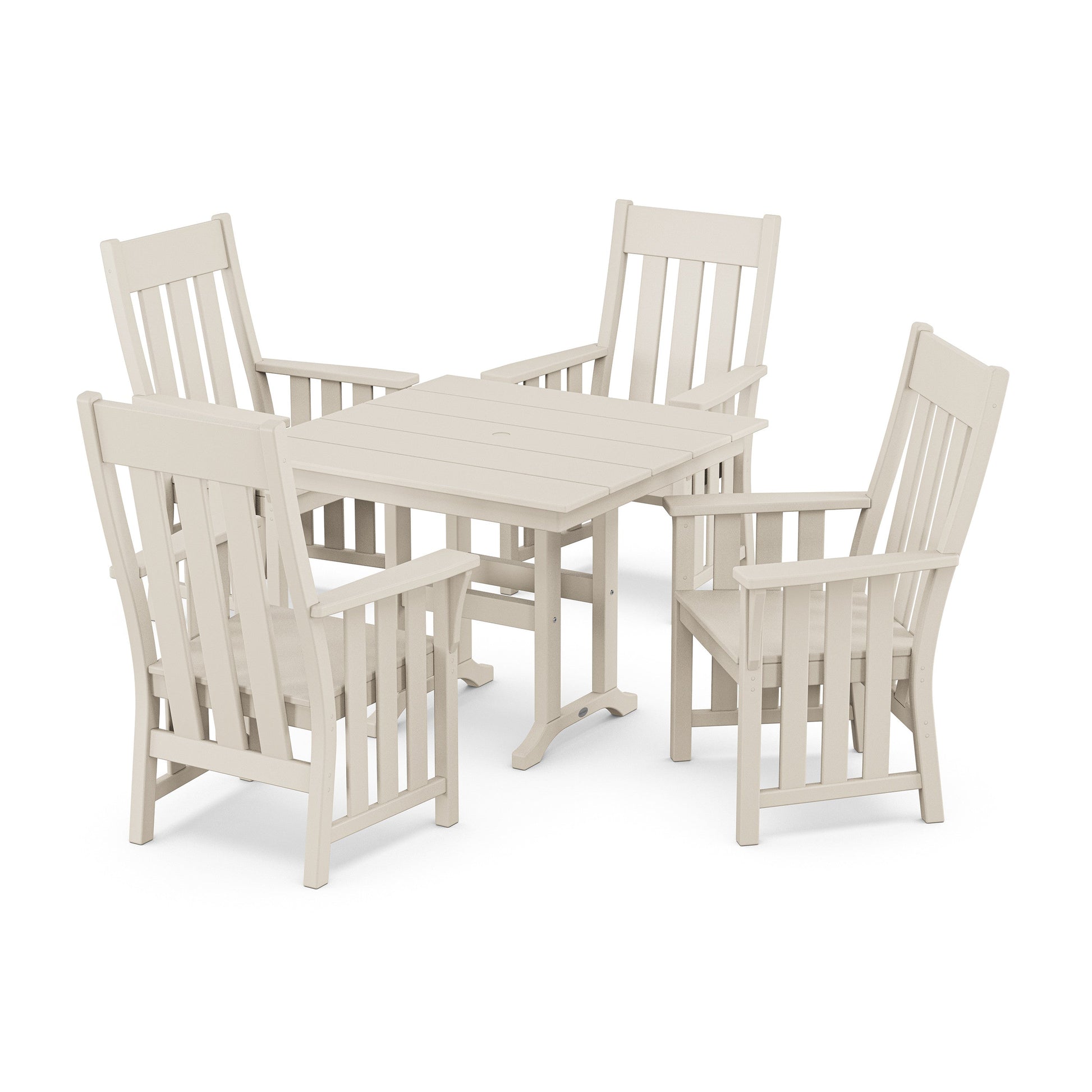 POLYWOOD Acadia 5-Piece Farmhouse Dining Set — White