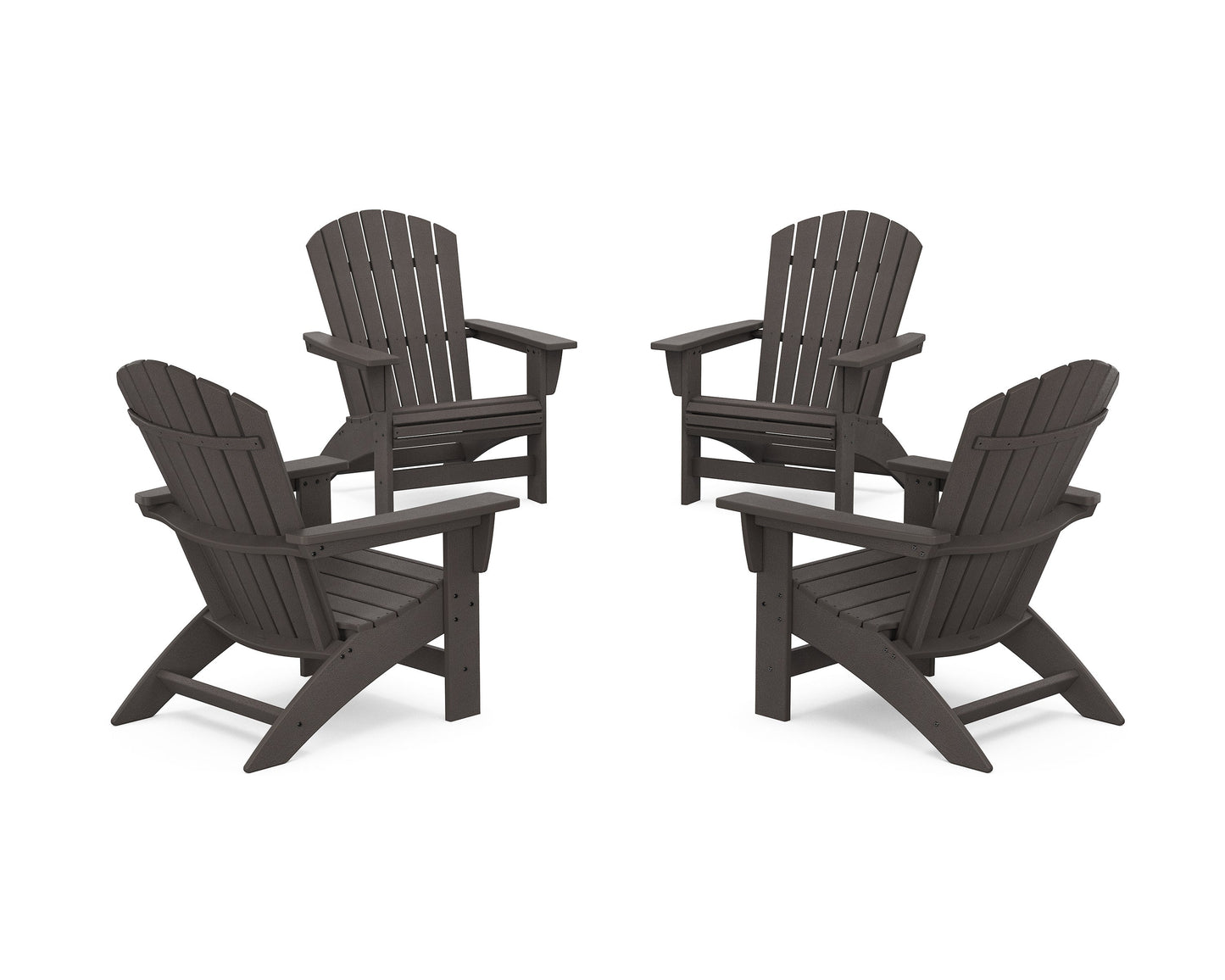 POLYWOOD 4-Piece Nautical Grand Adirondack Chair Conversation Set — Vintage Coffee