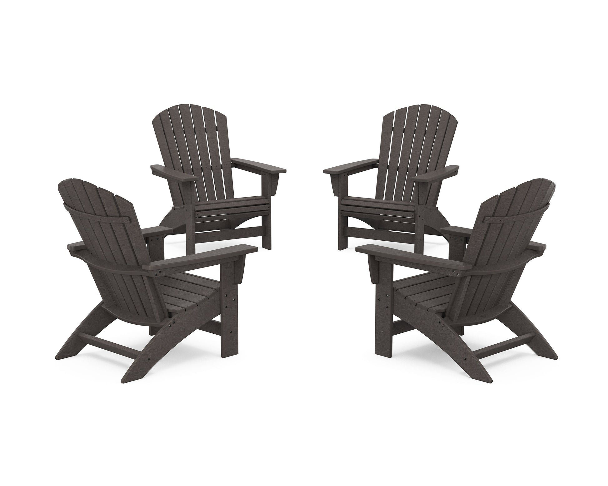 POLYWOOD 4-Piece Nautical Grand Adirondack Chair Conversation Set — Vintage Coffee