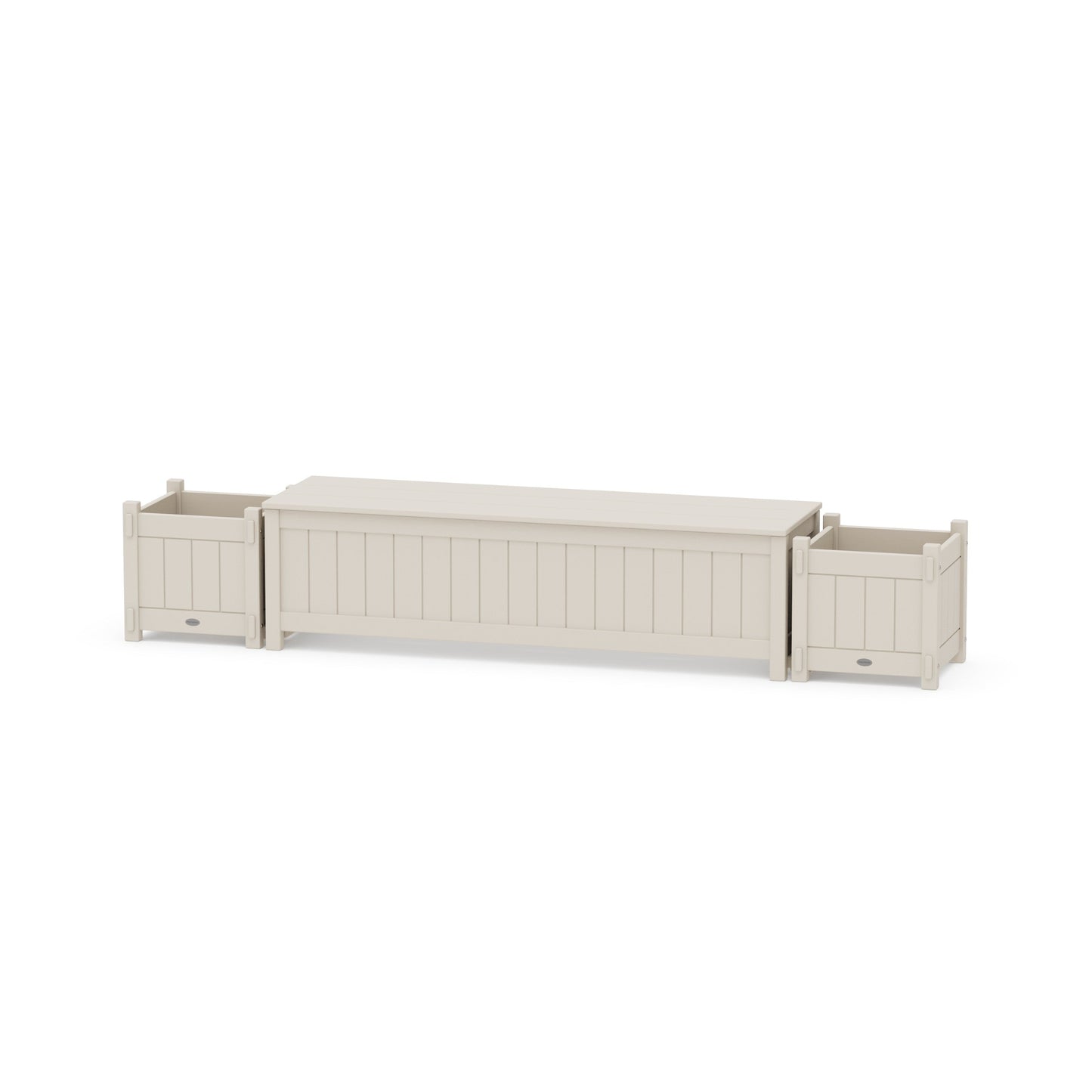 POLYWOOD 60" Vineyard Straight Planter Storage Bench Set — Sand