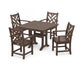 POLYWOOD Chippendale 5-Piece Farmhouse Trestle Arm Chair Dining Set — Mahogany