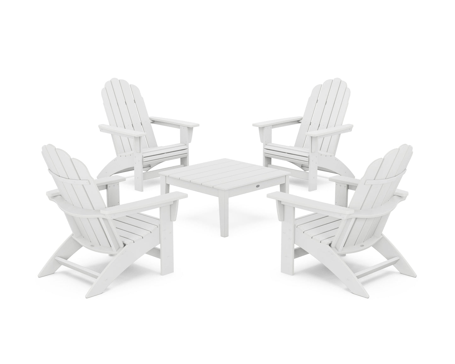 POLYWOOD 5-Piece Vineyard Grand Adirondack Chair Conversation Group — White