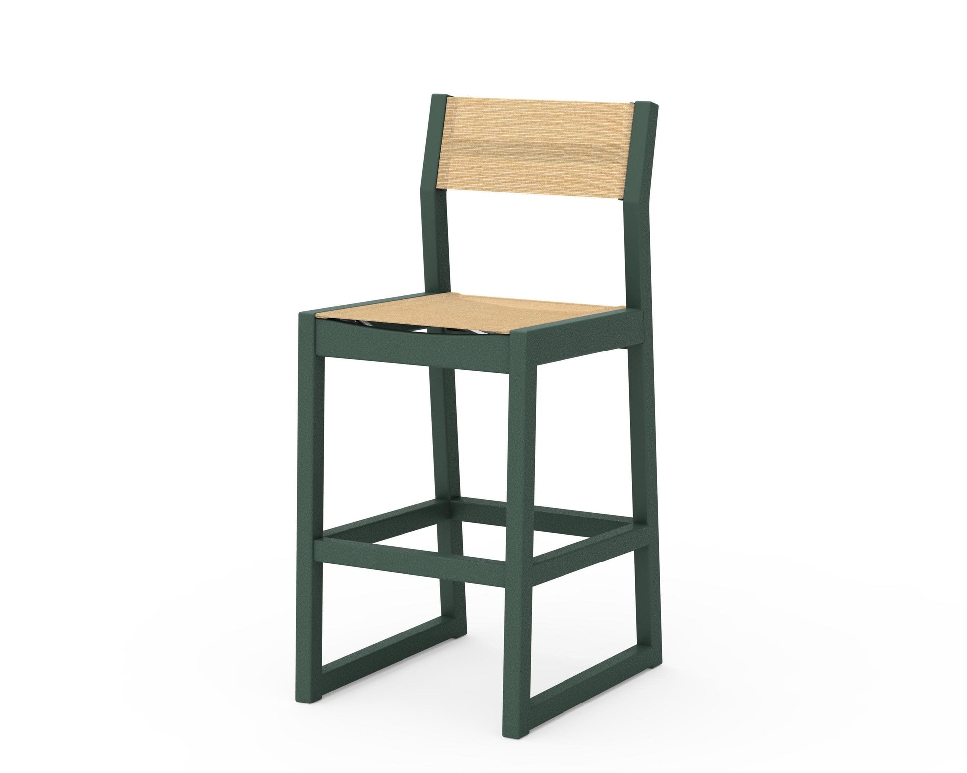 POLYWOOD EDGE Sling Bar Side Chair — Green / Dupioni Apricot Sling