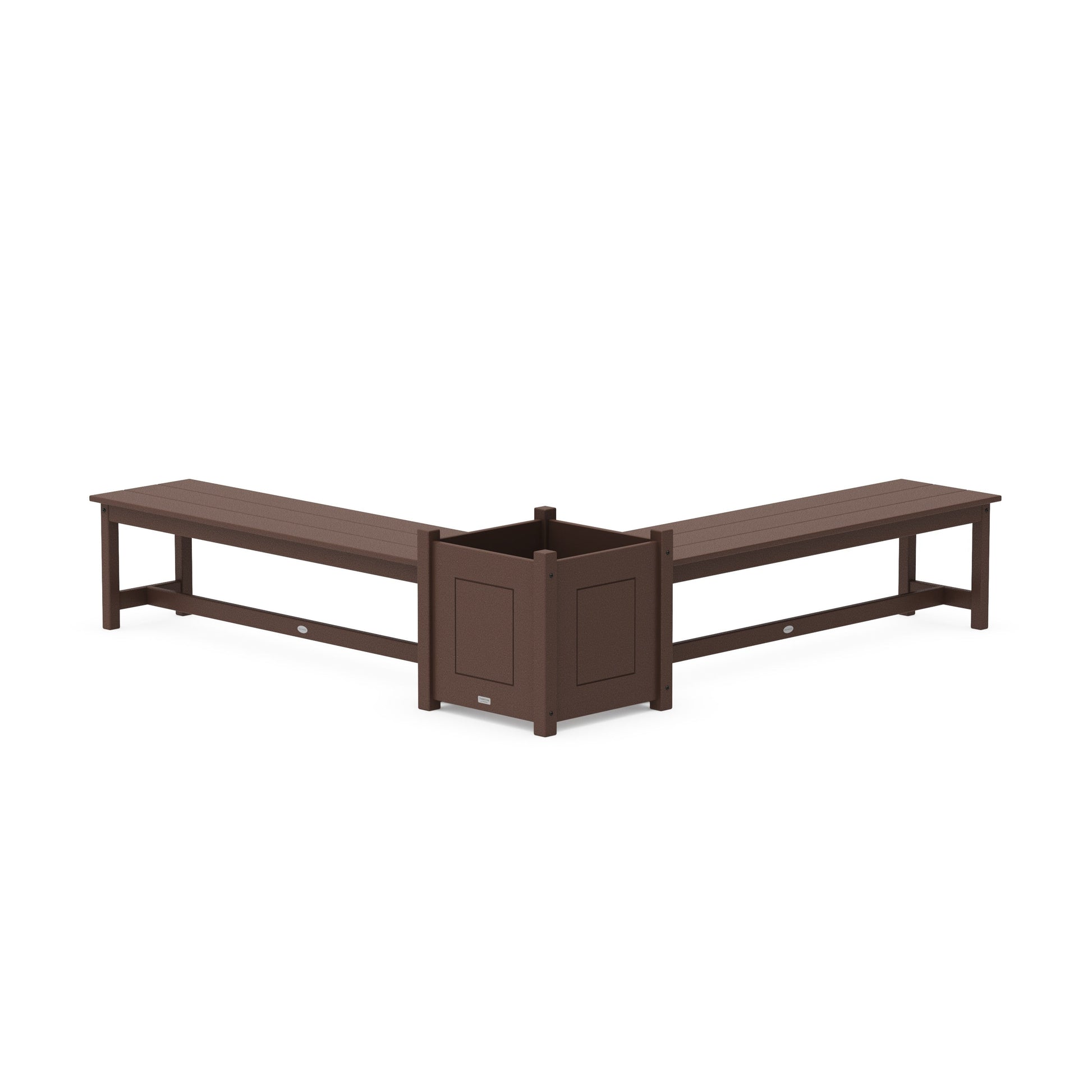 POLYWOOD 60" Country Living L- Shaped Planter Bench Set- Large — Mahogany