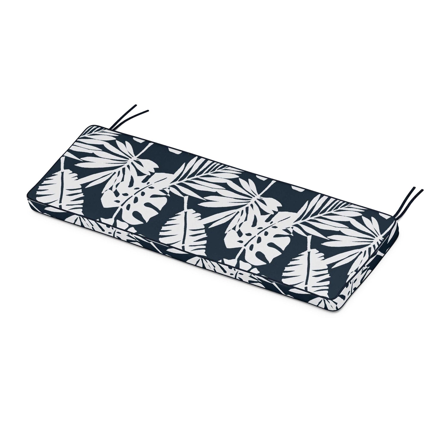 POLYWOOD Chinoiserie Bench Seat Cushion — Leaf Marine Indigo