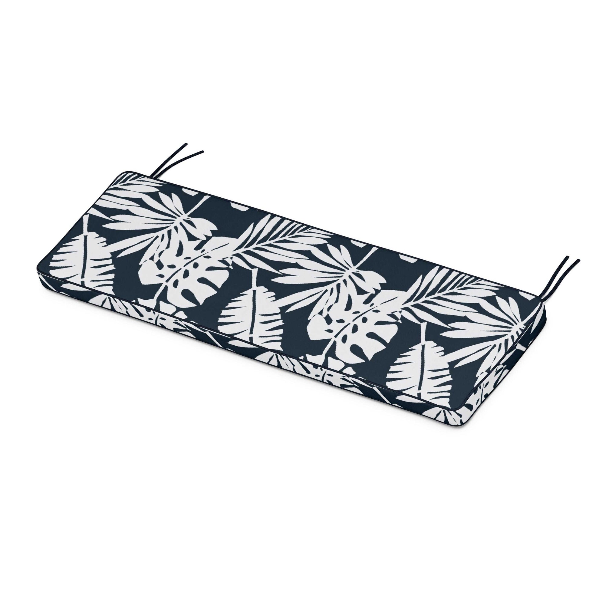 POLYWOOD Chinoiserie Bench Seat Cushion — Leaf Marine Indigo