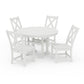 POLYWOOD Braxton Side Chair 5-Piece Round Dining Set With Trestle Legs — Vintage White