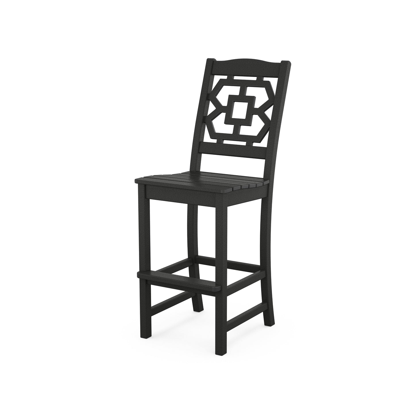 POLYWOOD Chinoiserie Bar Side Chair — Black