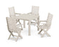 POLYWOOD Captain Folding Chair 5-Piece Parsons Dining Set — Sand
