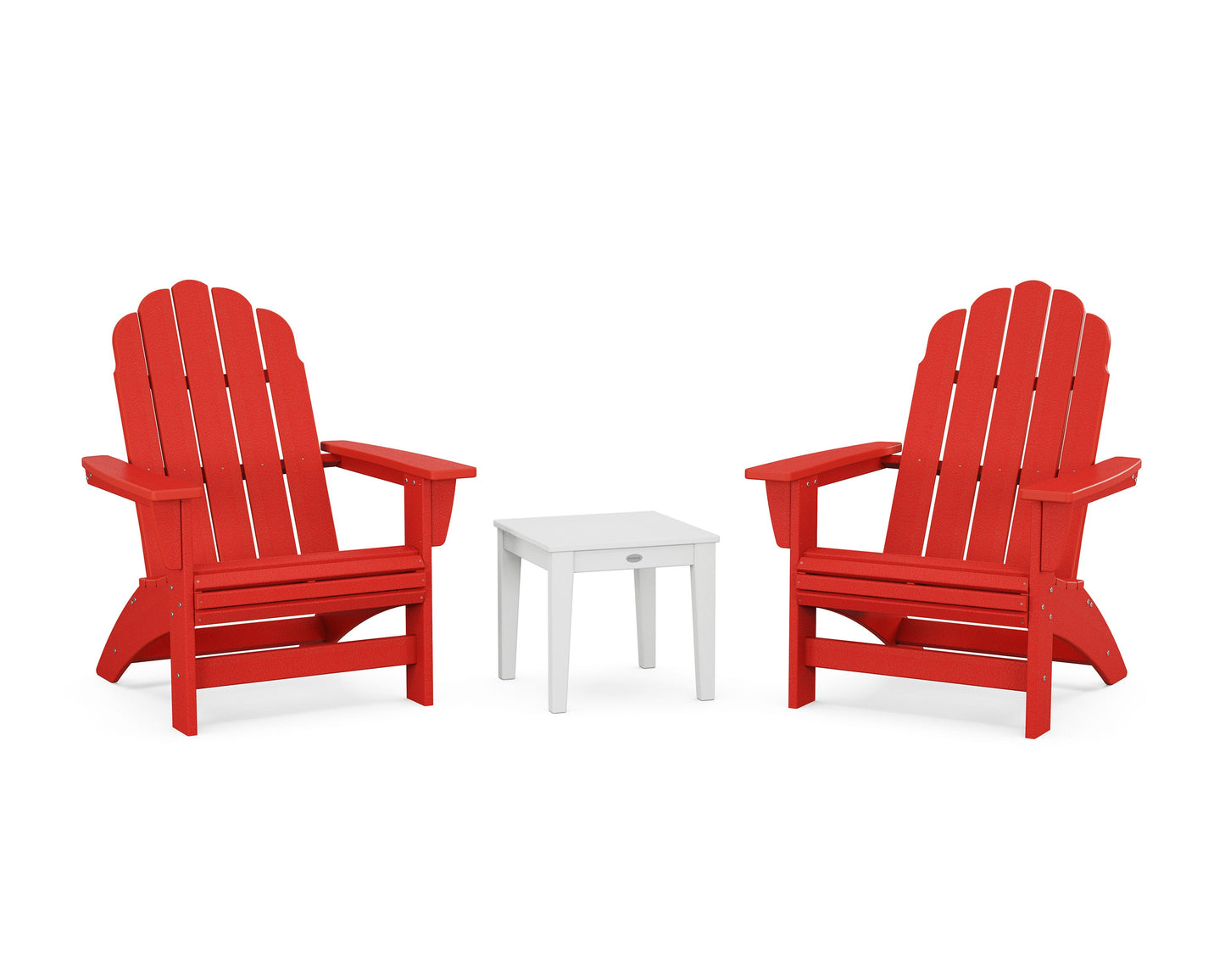 POLYWOOD 3-Piece Vineyard Grand Adirondack Set — Sunset Red / White