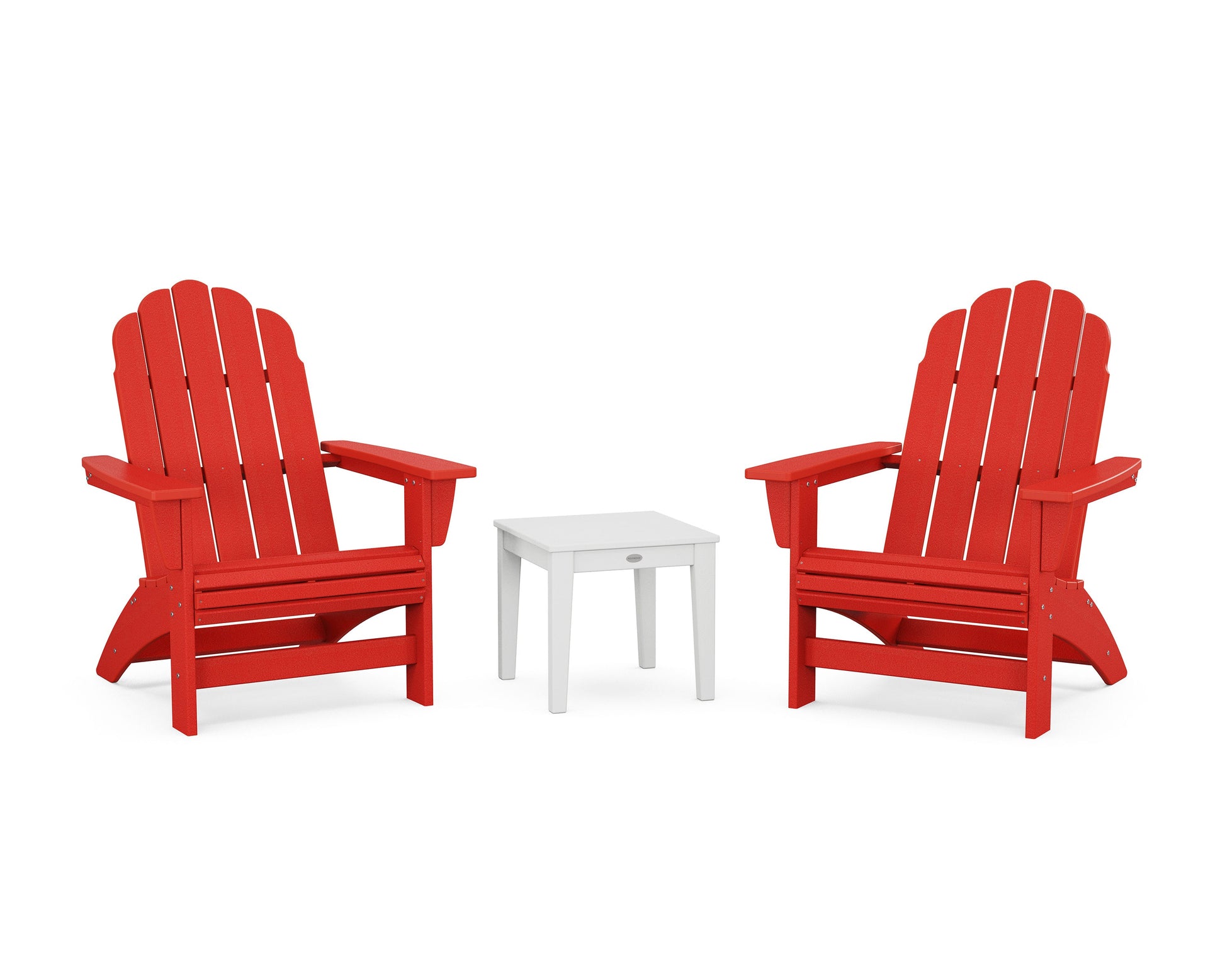 POLYWOOD 3-Piece Vineyard Grand Adirondack Set — Sunset Red / White
