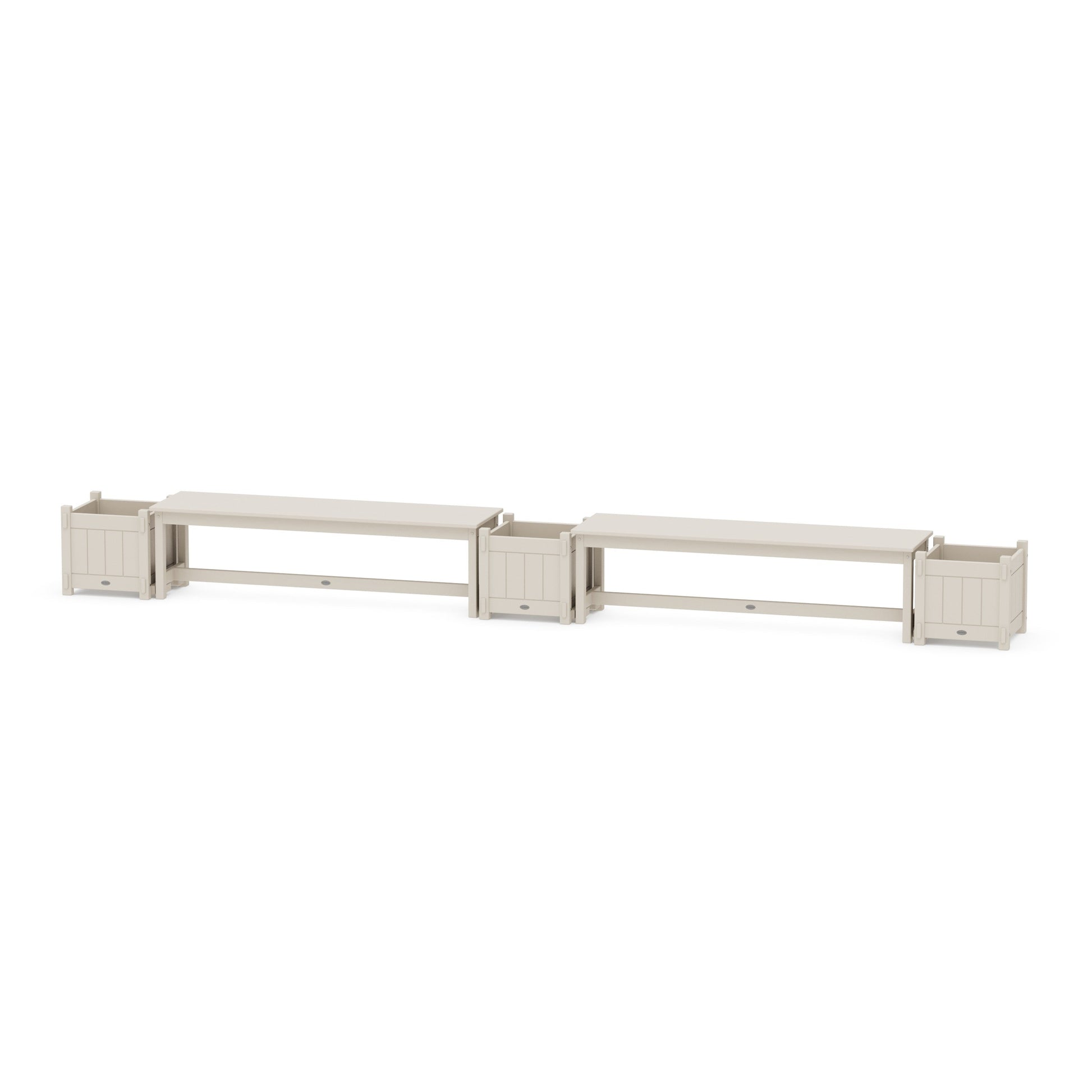 POLYWOOD 60" Vineyard Straight Double Planter Bench Set — Sand