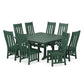 POLYWOOD Acadia Side Chair 9-Piece Square Farmhouse Dining Set with Trestle Legs — Green