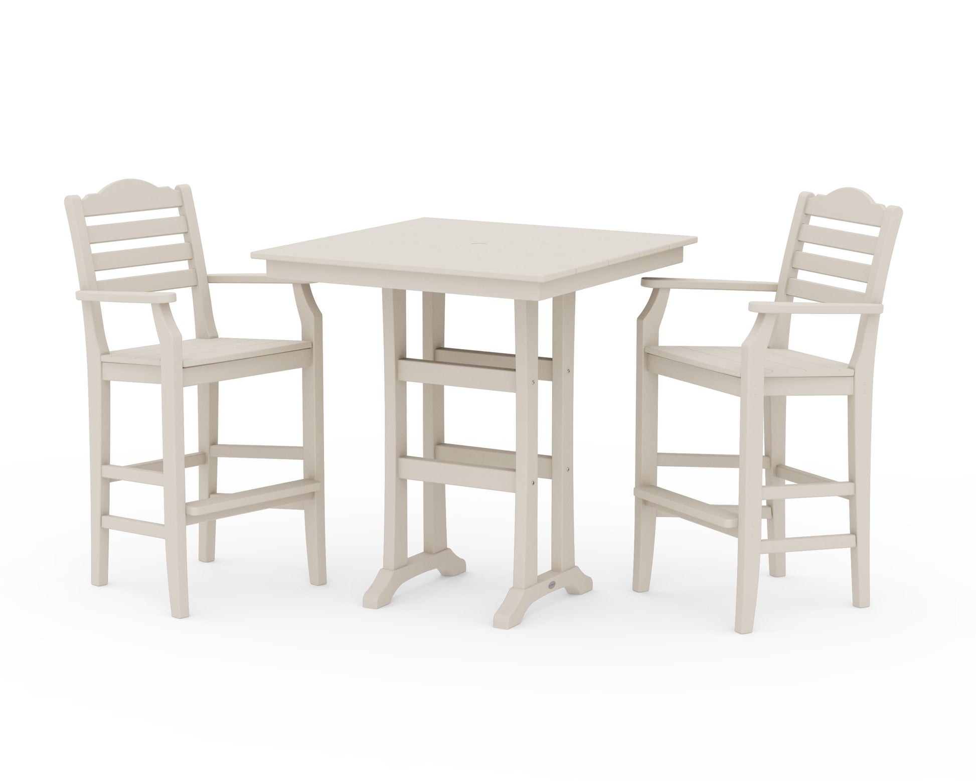 POLYWOOD Savannah 3-Piece Farmhouse Bar Set with Trestle Legs — Sand
