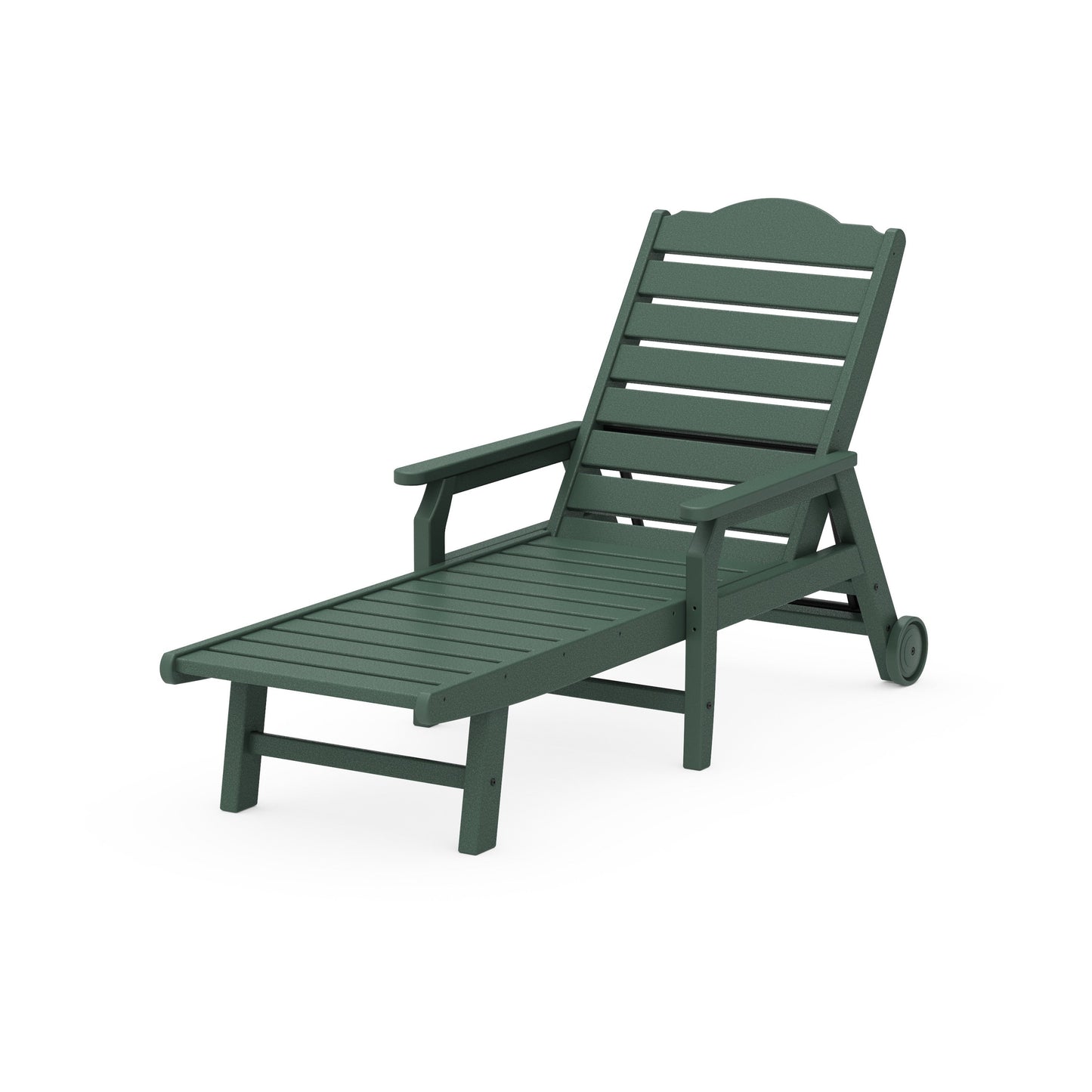 POLYWOOD Savannah Chaise with Arms and Wheels — Green