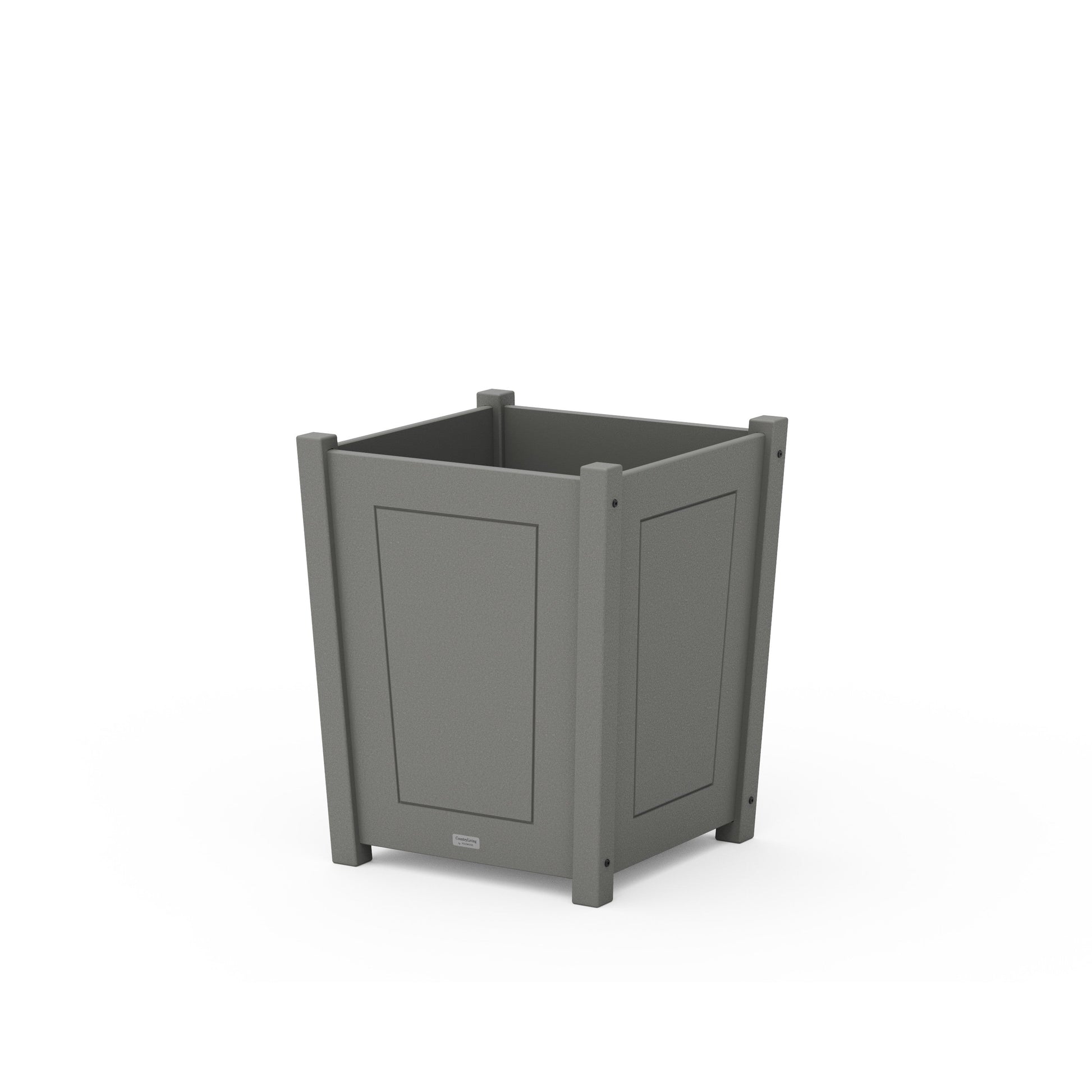 POLYWOOD Country Living Large Tapered Square Short Planter Box — Slate Grey
