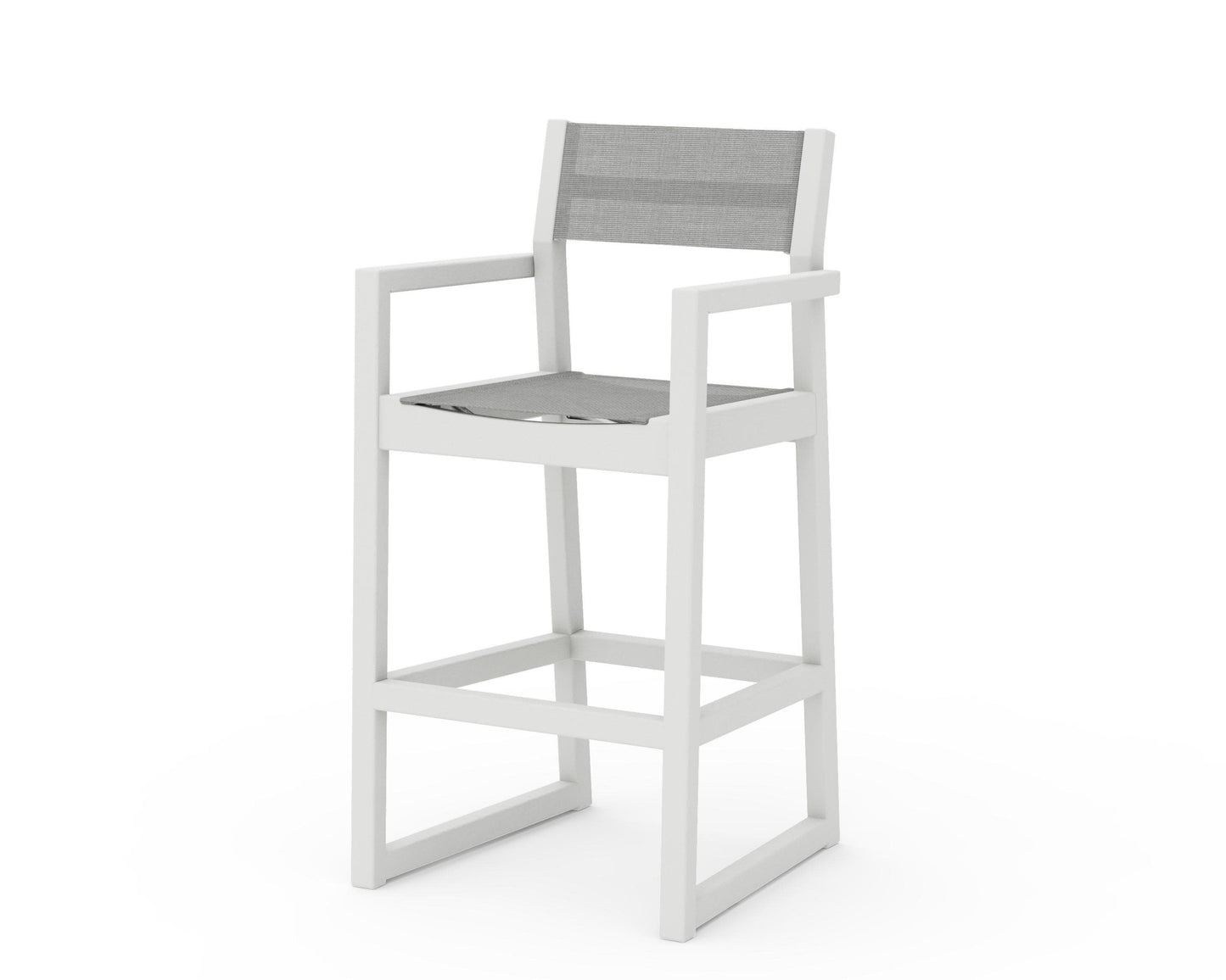 POLYWOOD EDGE Sling Bar Arm Chair — Vintage White / Metallic Sling