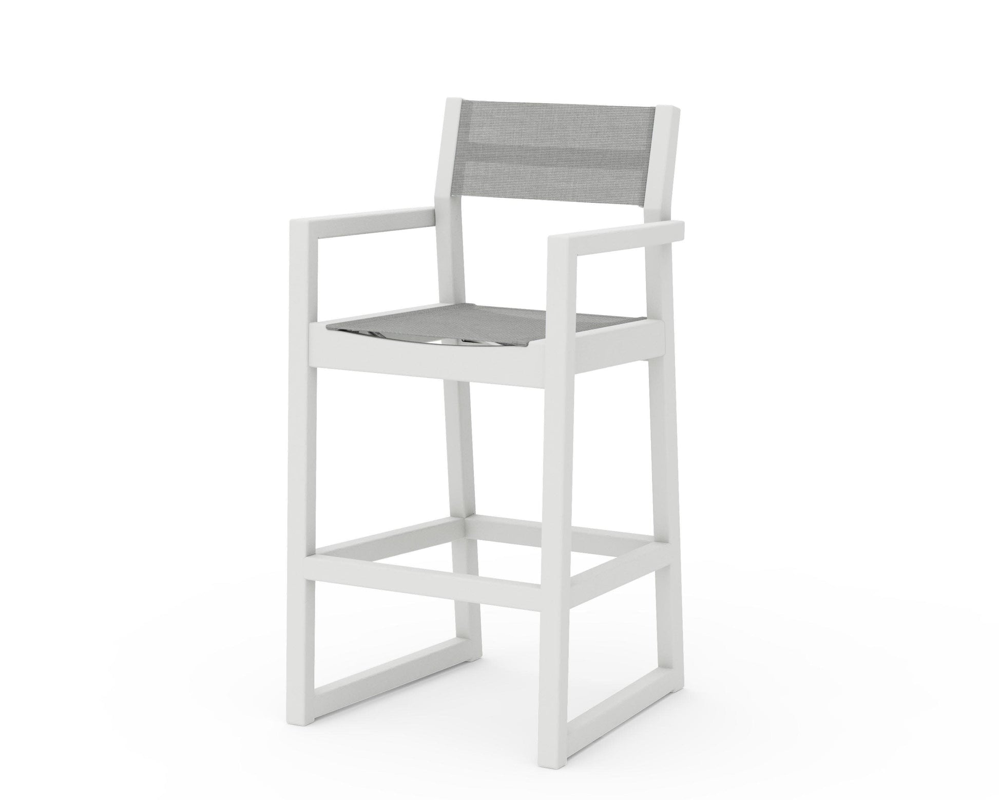 POLYWOOD EDGE Sling Bar Arm Chair — Vintage White / Metallic Sling