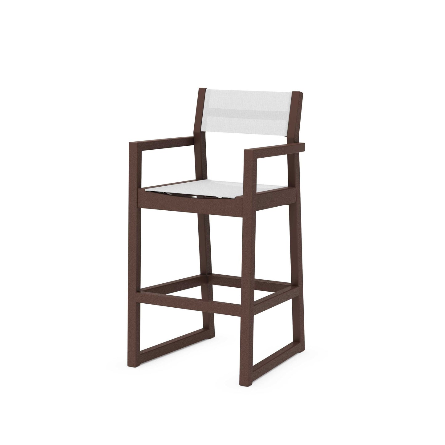 POLYWOOD EDGE Sling Bar Arm Chair — Mahogany / White Sling
