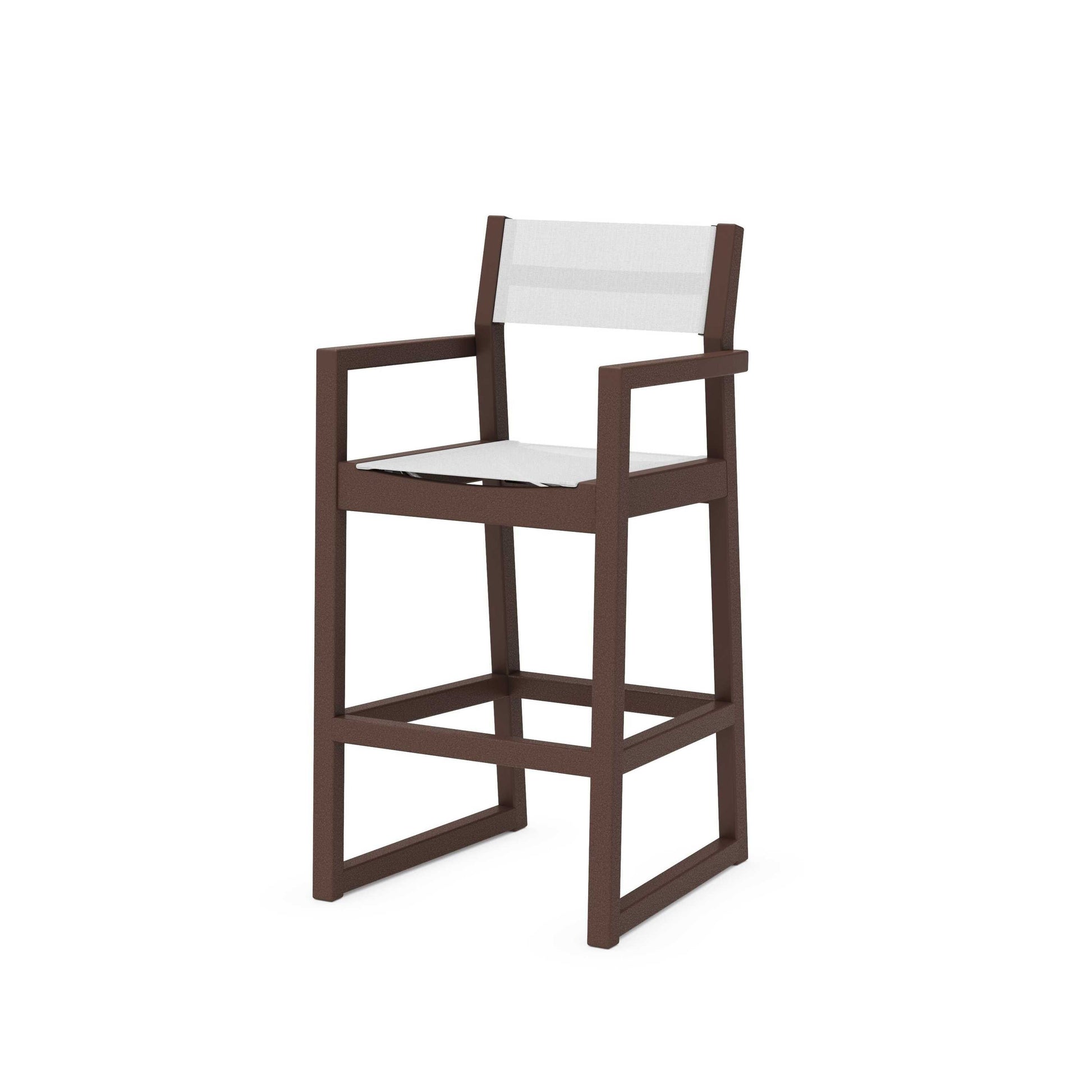 POLYWOOD EDGE Sling Bar Arm Chair — Mahogany / White Sling