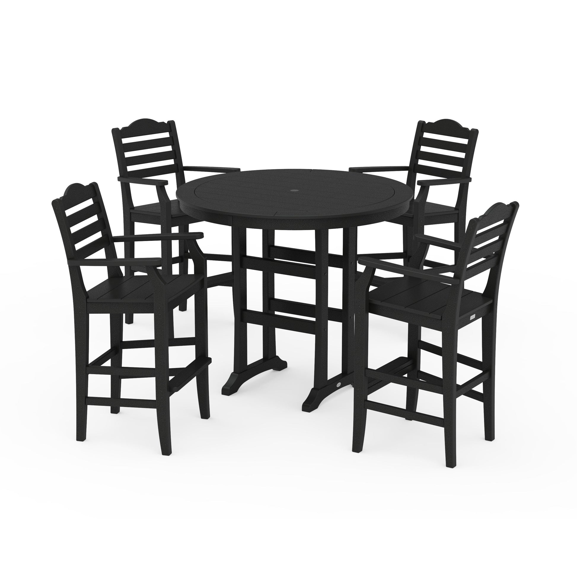 POLYWOOD Savannah 5-Piece Round Bar Set — Black