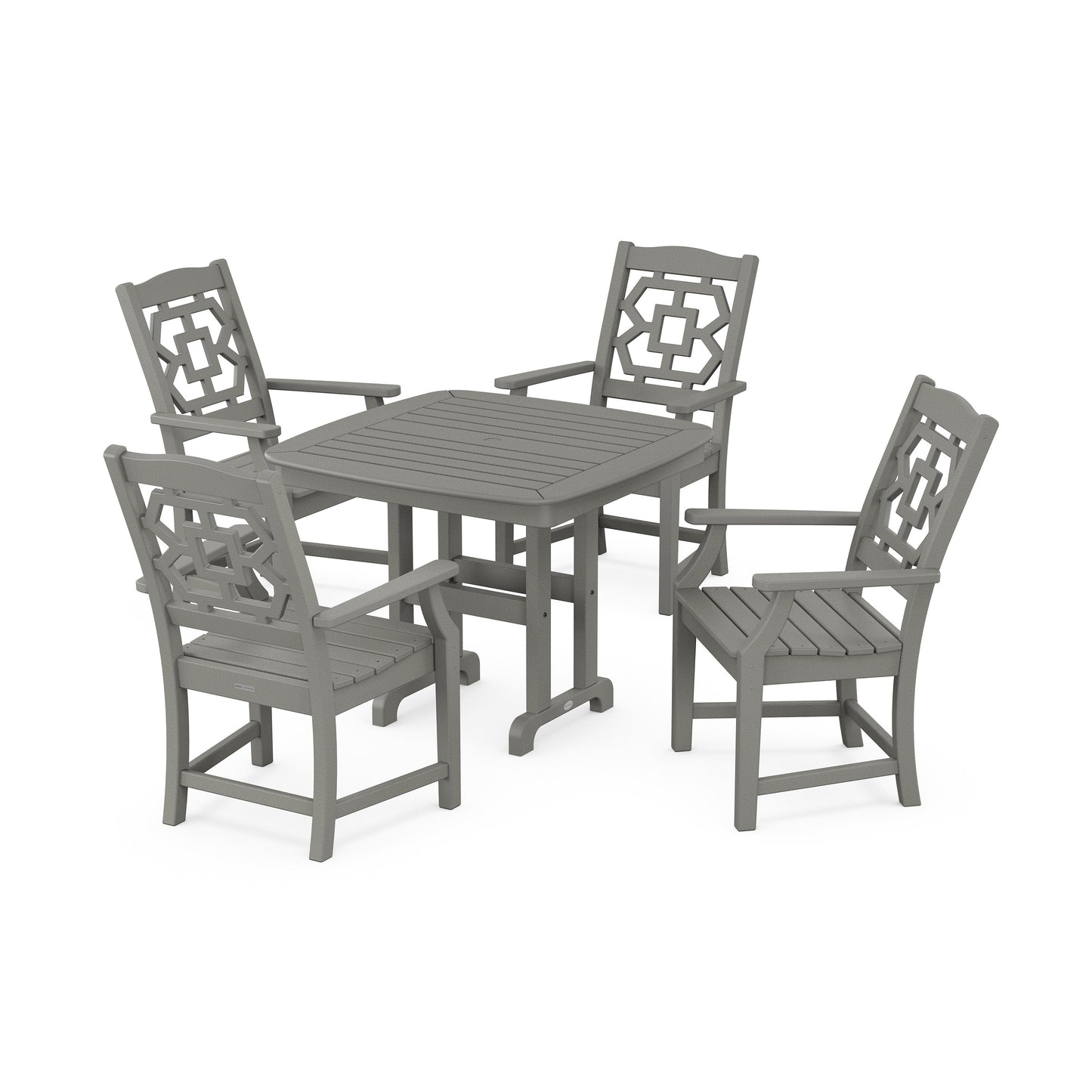POLYWOOD Chinoiserie 5-Piece Dining Set — Slate Grey