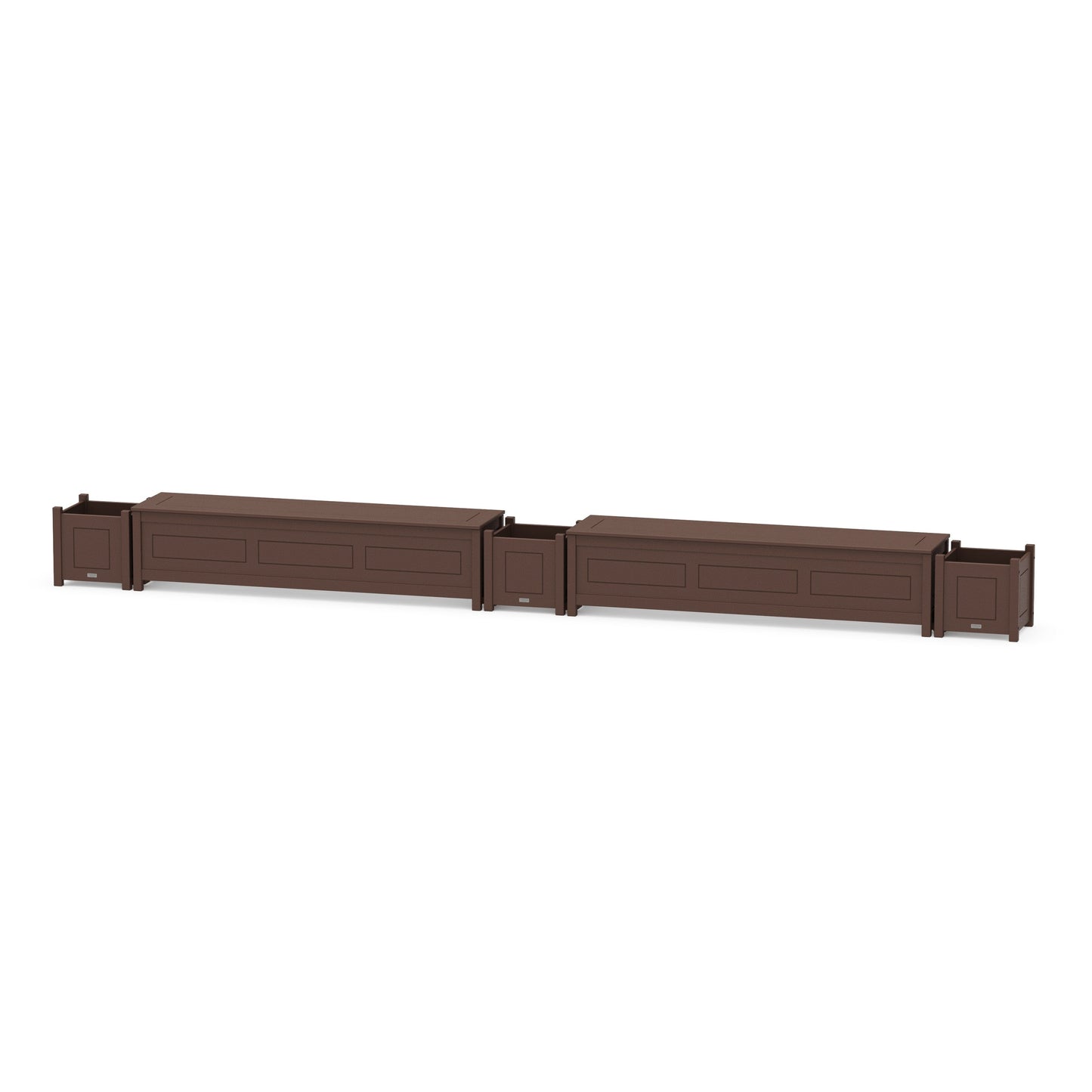 POLYWOOD 72" Country Living Straight Double Planter Storage Bench Set — Mahogany