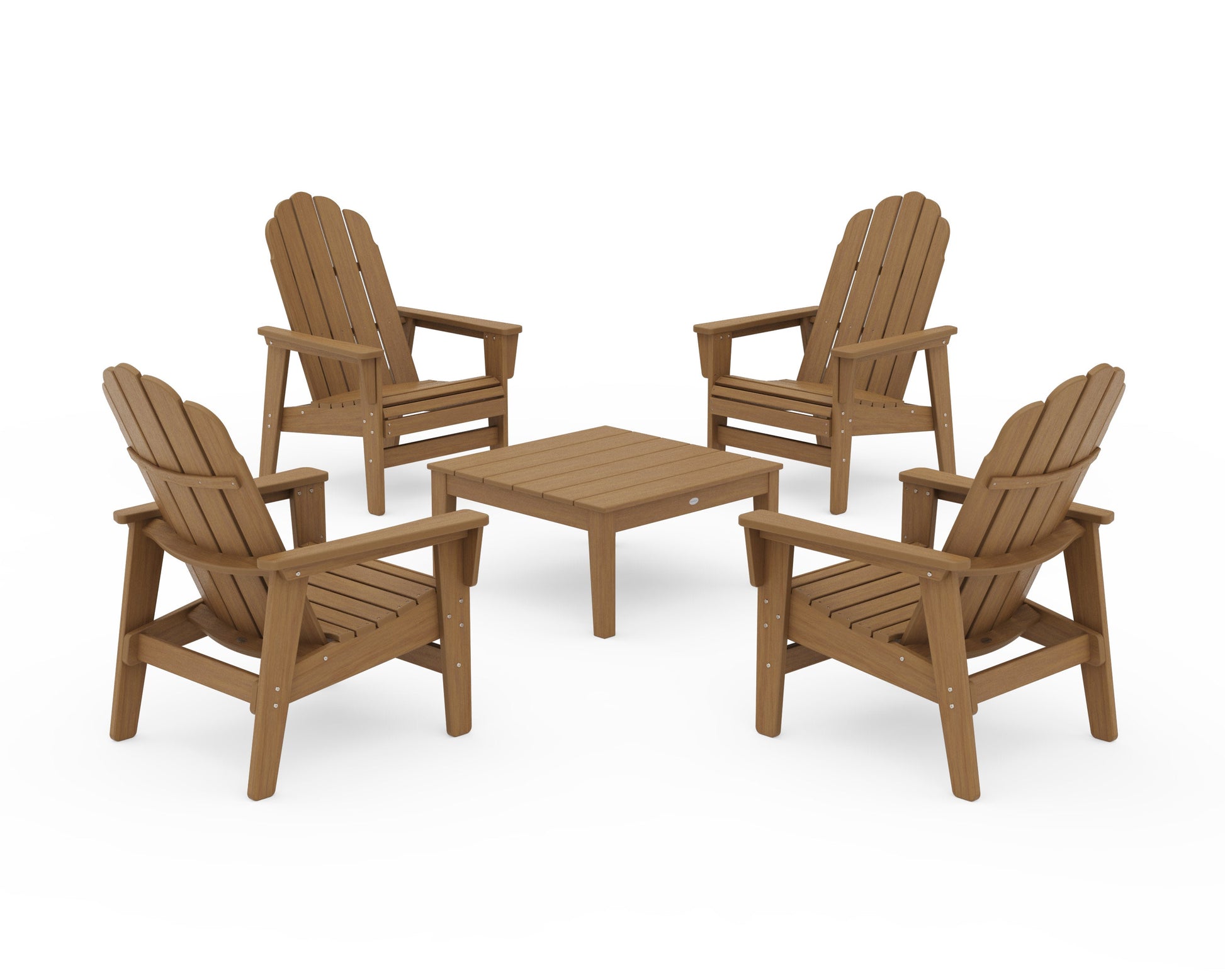 POLYWOOD 5-Piece Vineyard Grand Upright Adirondack Chair Conversation Group — Natural