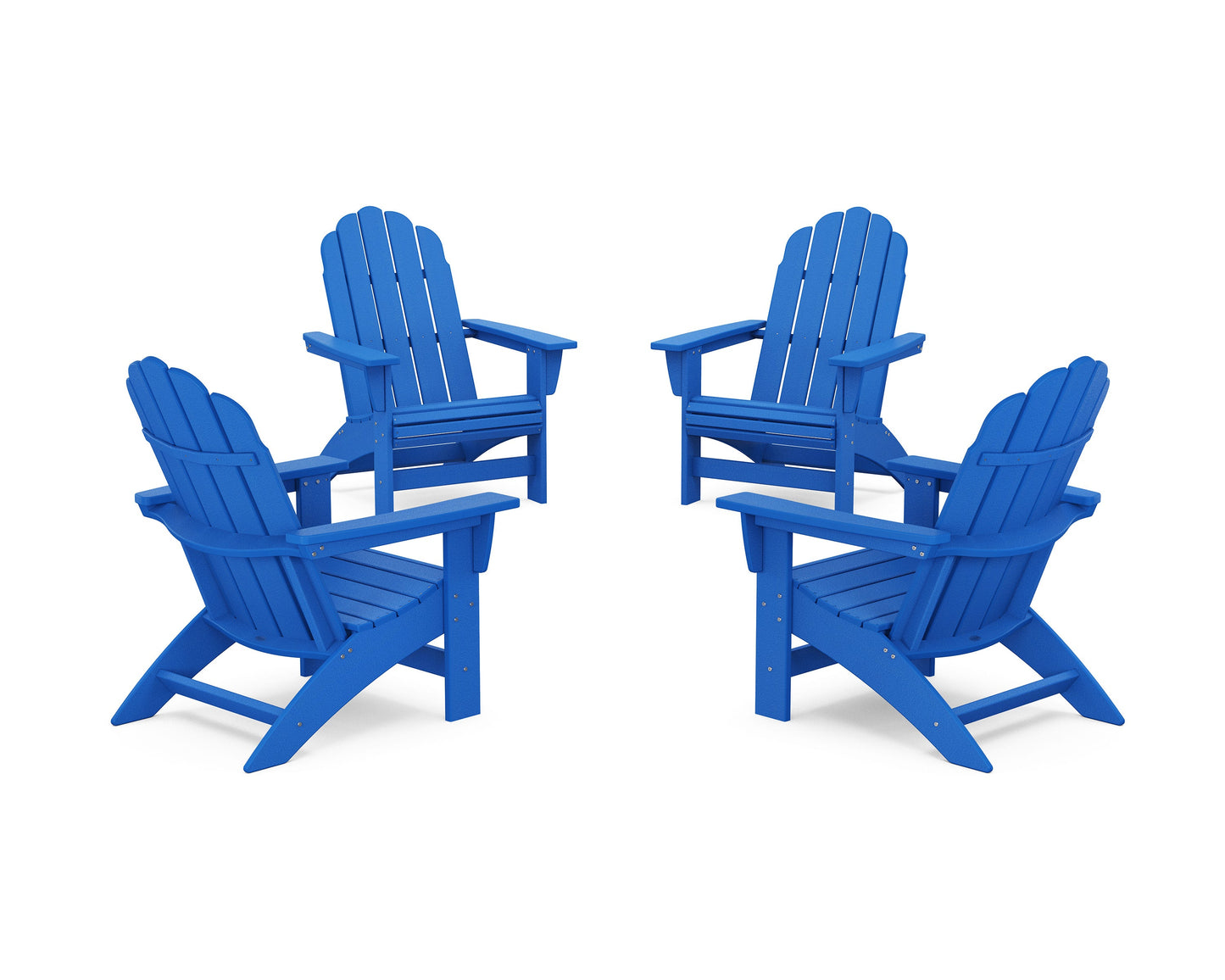 POLYWOOD 4-Piece Vineyard Grand Adirondack Chair Conversation Set — Pacific Blue