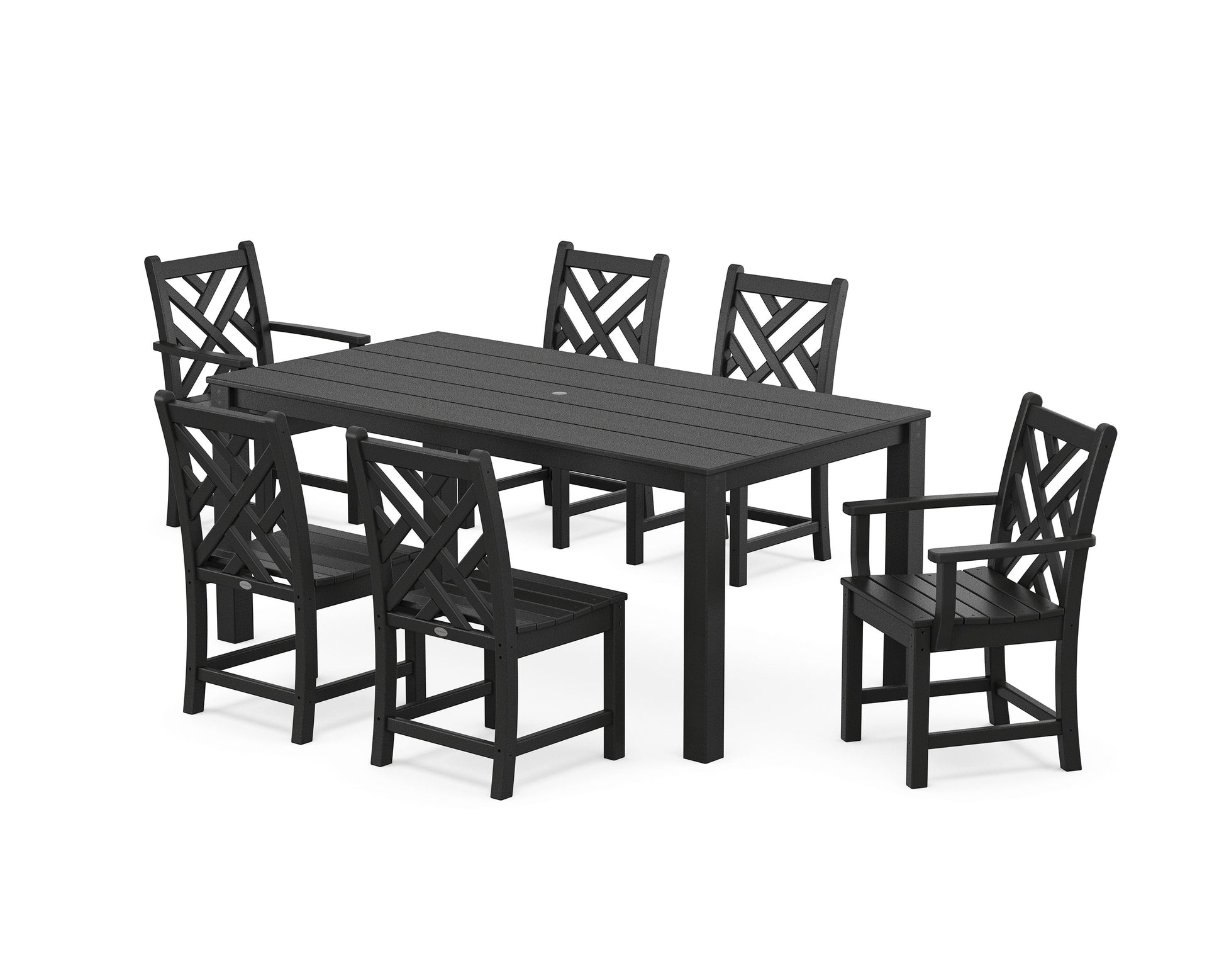 POLYWOOD Chippendale 7-Piece Parsons Dining Set — Black