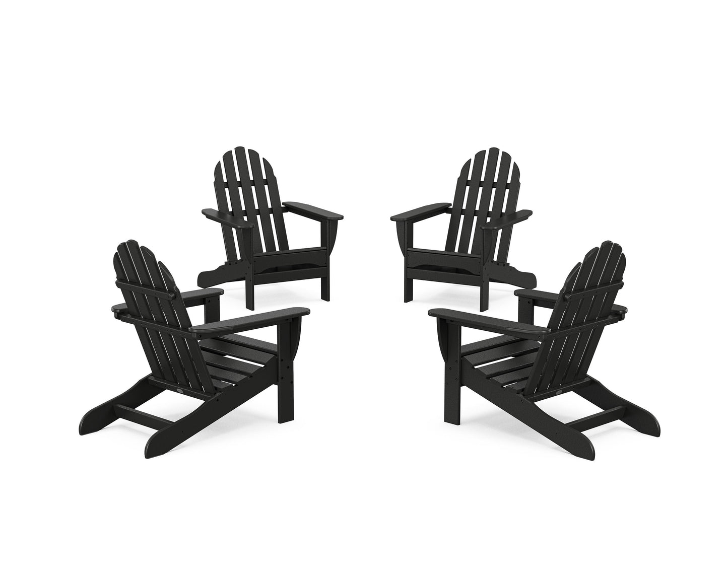 POLYWOOD 4-Piece Classic Adirondack Conversation Set — Black