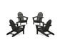 POLYWOOD 4-Piece Classic Adirondack Conversation Set — Black