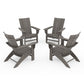 POLYWOOD 4-Piece Modern Curveback Adirondack Conversation Set — Driftwood