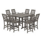 POLYWOOD Chinoiserie 9-Piece Square Farmhouse Bar Set with Trestle Legs — Driftwood