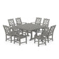 POLYWOOD Chinoiserie 9-Piece Square Farmhouse Dining Set with Trestle Legs — Slate Grey