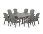 POLYWOOD Nautical Curveback Adirondack 9-Piece Square Dining Set with Trestle Legs — Slate Grey