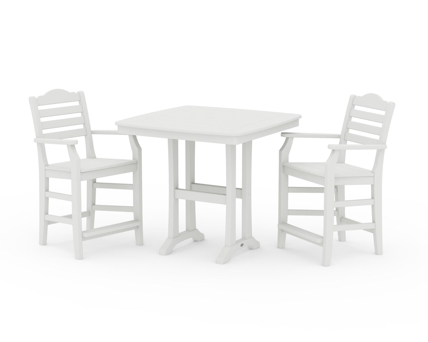 POLYWOOD Savannah 3-Piece Counter Set with Trestle Legs — Vintage White