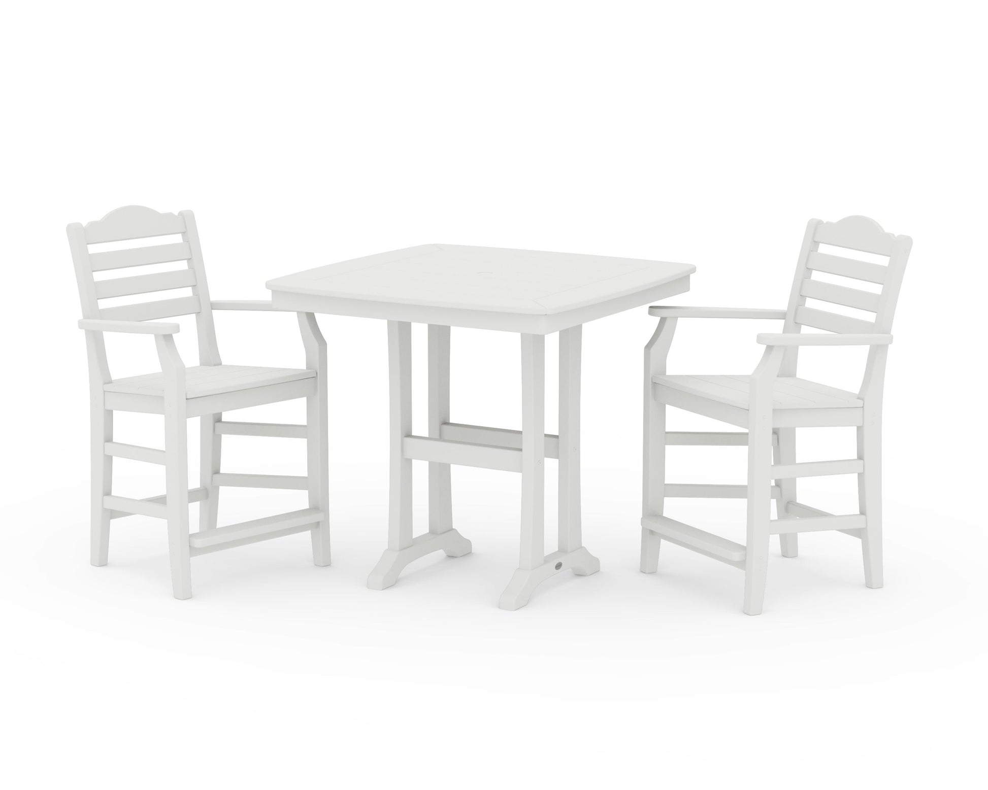 POLYWOOD Savannah 3-Piece Counter Set with Trestle Legs — Vintage White
