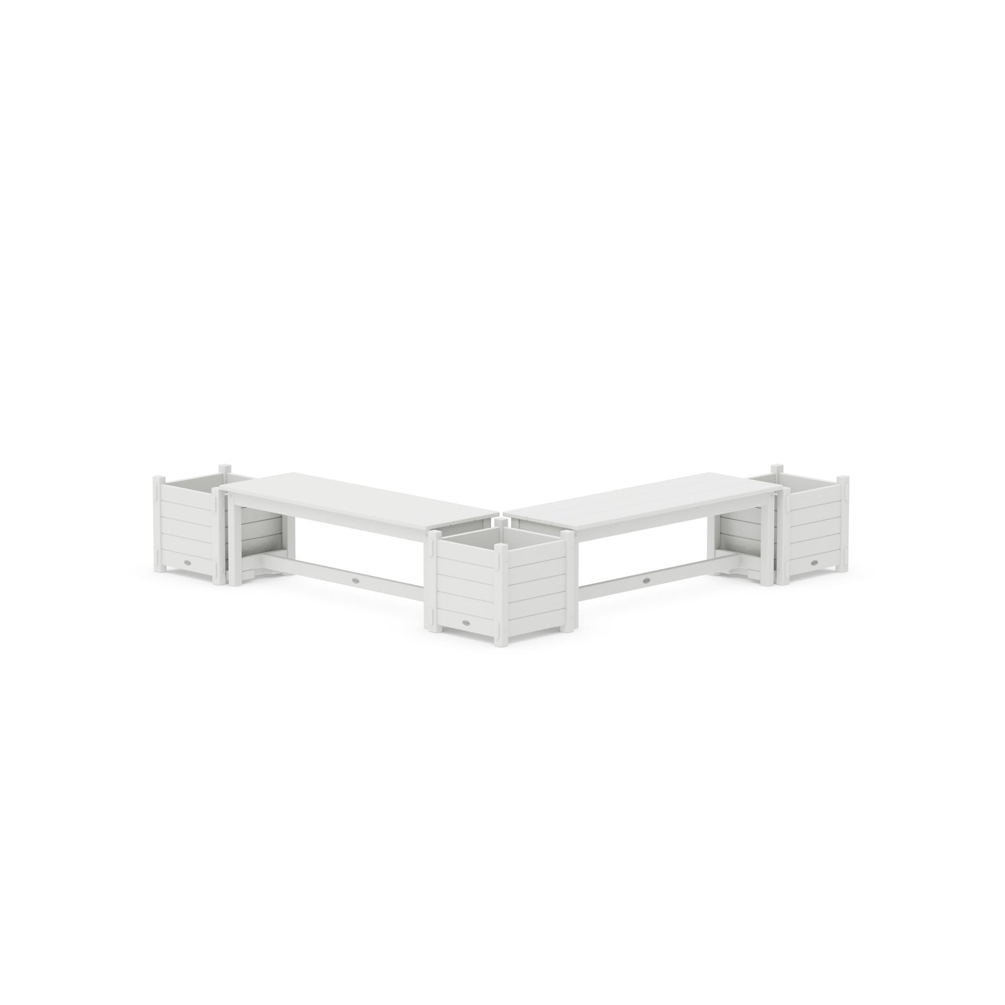 POLYWOOD 48" Nautical L- Shaped Planter Bench Corner Set — White